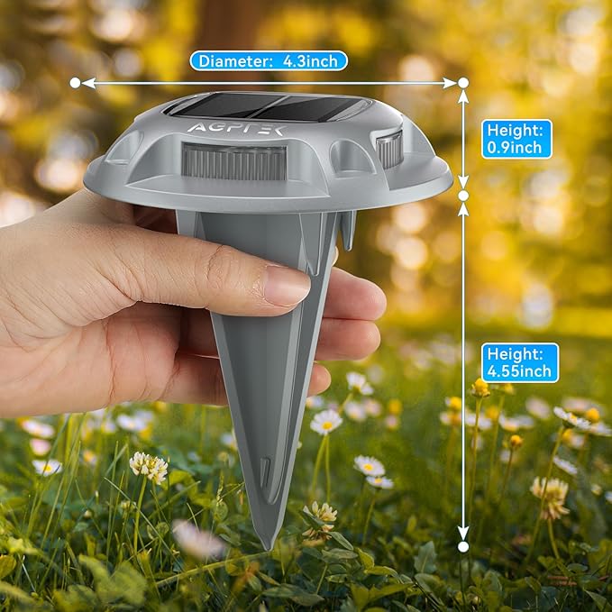 AGPTEK Solar Driveway Lights 24 Pack, 2 Colors in 1 Outdoor Solar Deck Dock Marine Waterproof LED Driveway Marker Security Lights for Outside Pathway,Boat Dock,Step,Walkway,Path,Garden