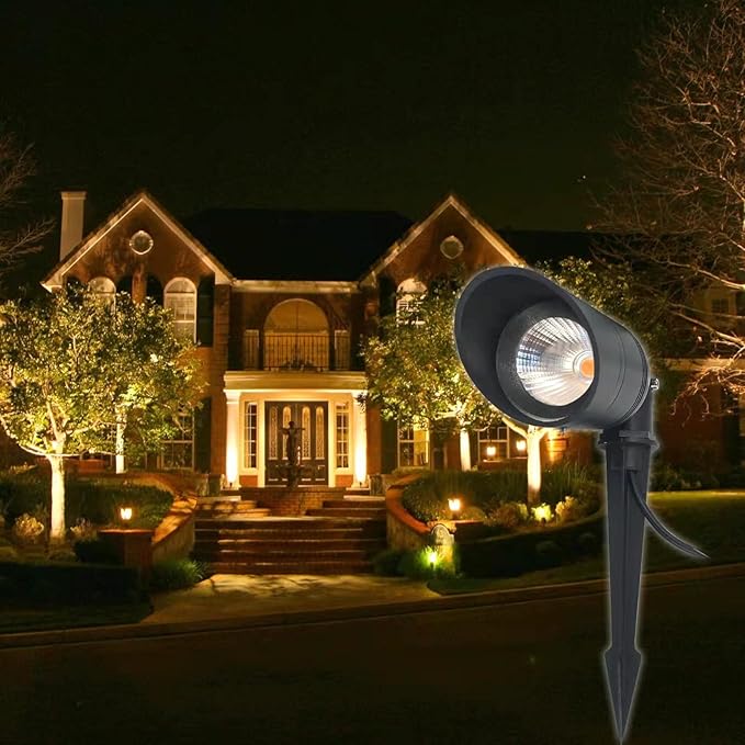 LED Landscape Lights,Ground Light,5W Outdoor Pathway Garden Yard Spotlight,IP65 Waterproof Garden Floodlight,Outdoor Spotlight with Stake,3000K Warm White Spot Lights