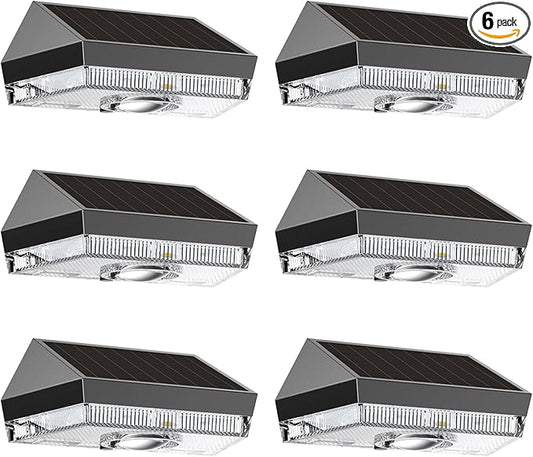 Solar Fence Lights Outdoor - Warm White & RGB 6 Color, Dusk to Dawn Deck Lights, IP65 Waterproof Solar Outdoor Lights for Fence/Backyard/Railing/Step/Patio/Wall (6 Pack)