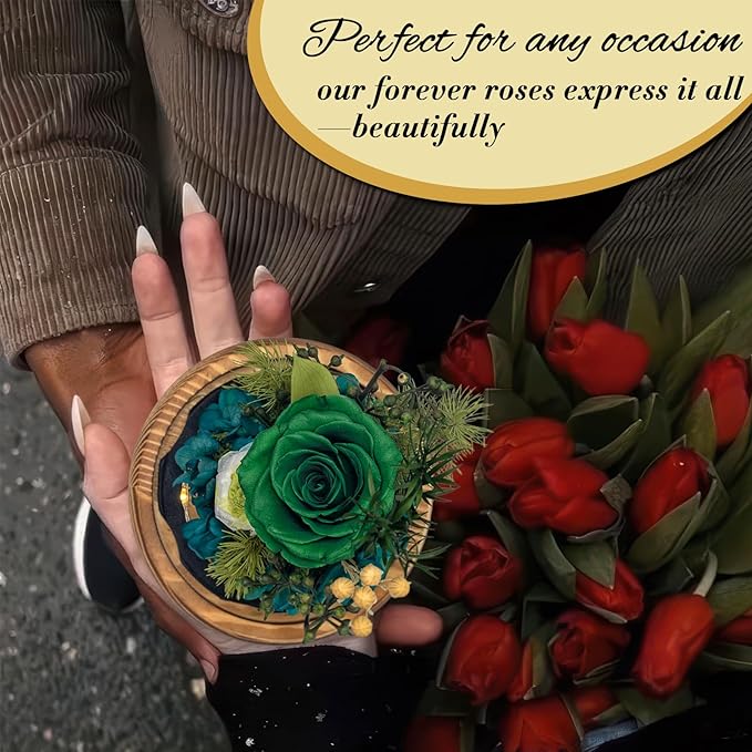 Flowers Gift – Preserved Roses Fresh Bouquet, Forever-Lasting Flowers for Delivery – Ideal Birthday Gift for Women, Valentine’s Day, Mother’s Day & Christmas