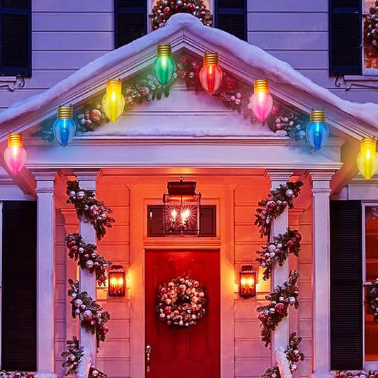 Jumbo Christmas Lights, 16Ft Outdoor Christmas Decorations String Lights with 10 5'' Large Multicolor Bulbs Xmas Hanging Light Waterproof UL Listed for Outdoor Patio Eave Holiday Yard Roofline Decor