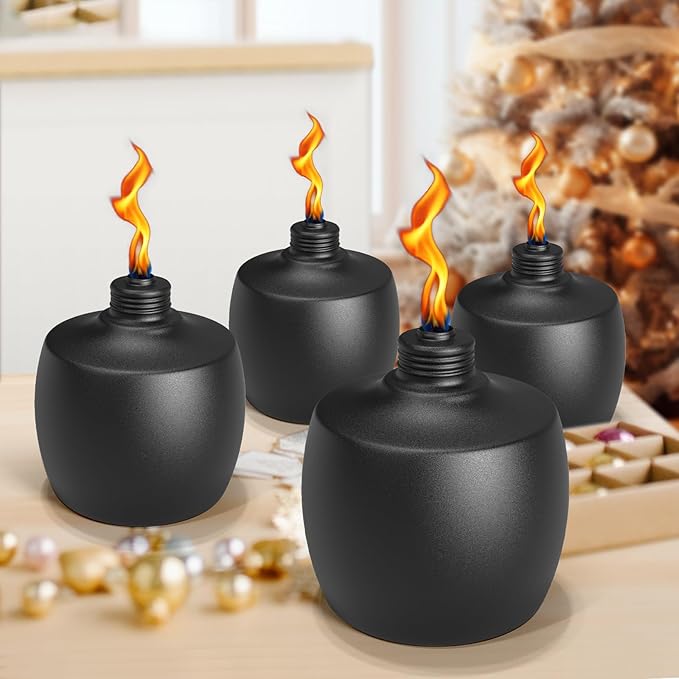 2-Pack Citronella Tabletop Torches, 21.5 oz Table Top Torches for Outdoor, Metal Oil Burner Candles, Garden Torches with Fiberglass Wick for Yard, Patio, Deck, Garden, Party, Landscape