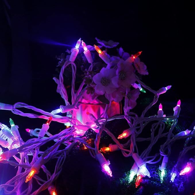 Multicolor LED Christmas Lights - 2 Pack 100 Count Multi-Colored Christmas String Lights for Tree, Party, Wedding, Holiday, Indoor/Outdoor Decor, 2 Sets 33 Feet White Wire, UL Certified, Connectable