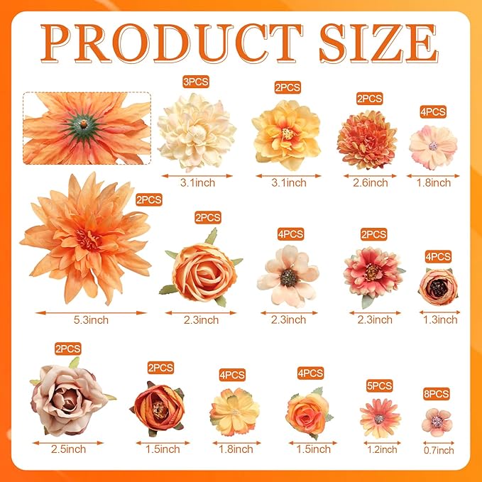 YYHUAWU Faux Flower Heads Mini Artificial Flower Heads Fake Peony Daisy Rose Flowers Multicolor Small Silk Daisy Flower Heads for Craft Garland Wedding Party DIY Home Decoration