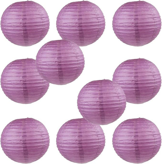 WYZworks - Round Paper Lanterns 10 Pack (Purple Plum, 10") - Hanging Paper Lanterns Lamp for Wedding, Birthday, Party and Home Decorations with 8", 10", 12", 16" Option