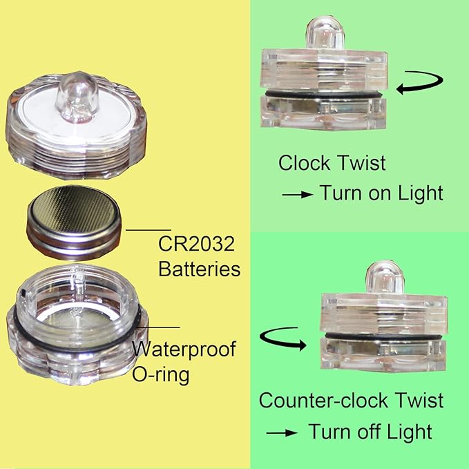 Bright LED Floral Tea Light Vase Submersible Lights for Party Wedding (Blue, 30 Pack)