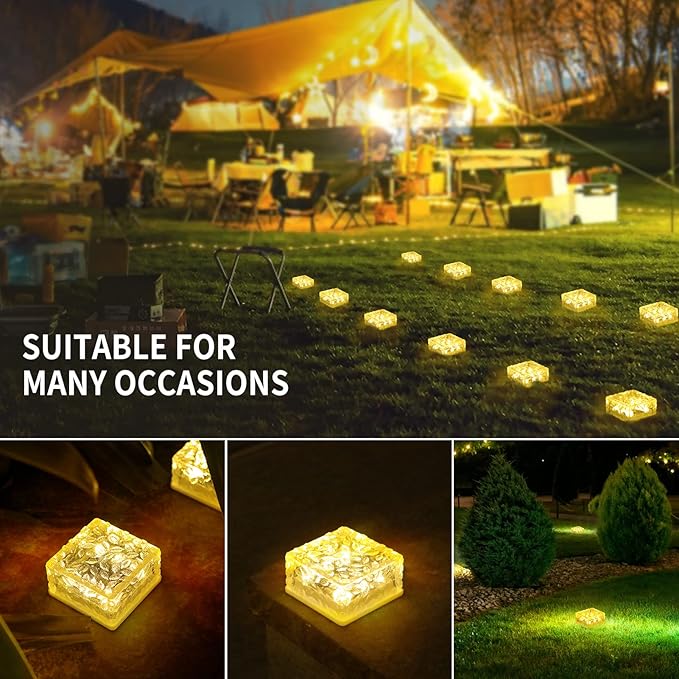 Solar Brick Lights, Outdoor Solar Lights, 4.3 * 4.3in Solar Lights 3 Pieces, Fairy Lights, Solar Brick Landscape Path Light for Garden Decor Outside,Walkway, Patio Decor