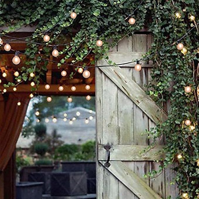 Outdoor String Lights 50Ft G4O Globe LED Patio Lights with 27 Shatterproof Frosted White Bulbs, Connectable Commercial Decorations Lights for Outdoor Porch Backyar Garden Wedding Lghting