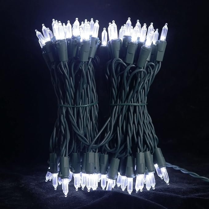MULTI-SPARKING White Christmas LED Lights - 100 Count Cool White Holiday String Lights for Tree, Party, Wedding, Indoor and Outdoor Use, 33 Feet Green Wire, UL Certified, Connectable
