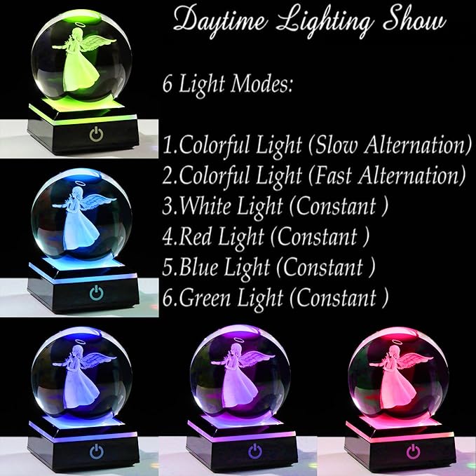 Qianwei 3D Crystal Guardian Angel Figurines - Angel Statue Stuff, Paperweight, Sympathy & Birthday Gifts for Christian & Best Friend Keepsake