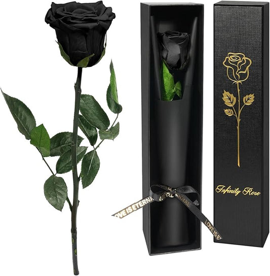 Yamonic Preserved Flowers Rose Gifts for Women Mom, Mothers Day Rose Gifts for Mom, Forever Real Flower Birthday Mom Gifts for Her, Women, Grandma,Girlfriend,Wife Gifts for Anniversary Wedding(Black)