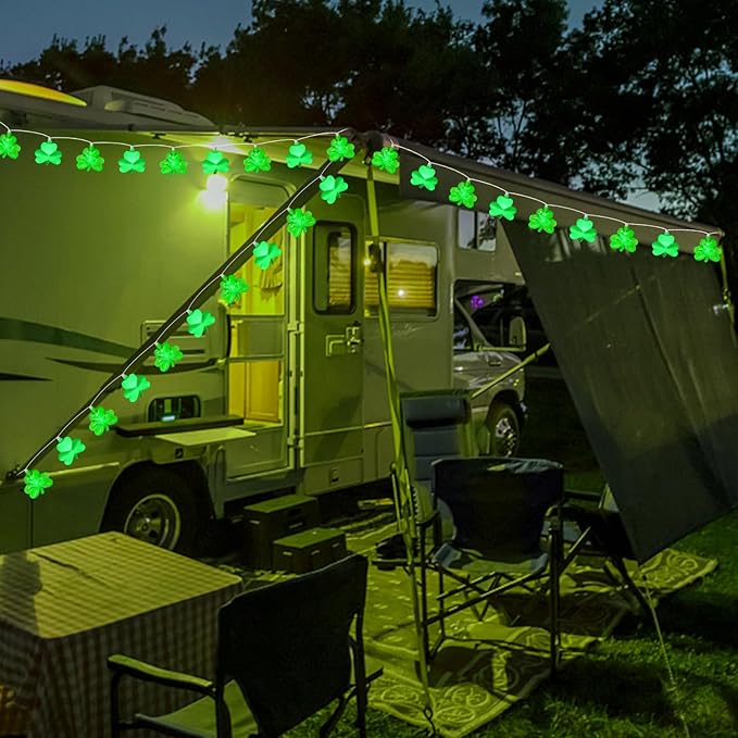 8.5Ft Shamrock String Lights, St Patrick's Day Decorations Light with 10 LED Green Lucky Clover Lights Outdoor Waterproof, UL Certified for Home Garden St. Patrick's Day Party Decorations, White Wire