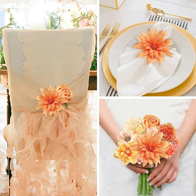 YYHUAWU Faux Flower Heads Mini Artificial Flower Heads Fake Peony Daisy Rose Flowers Multicolor Small Silk Daisy Flower Heads for Craft Garland Wedding Party DIY Home Decoration