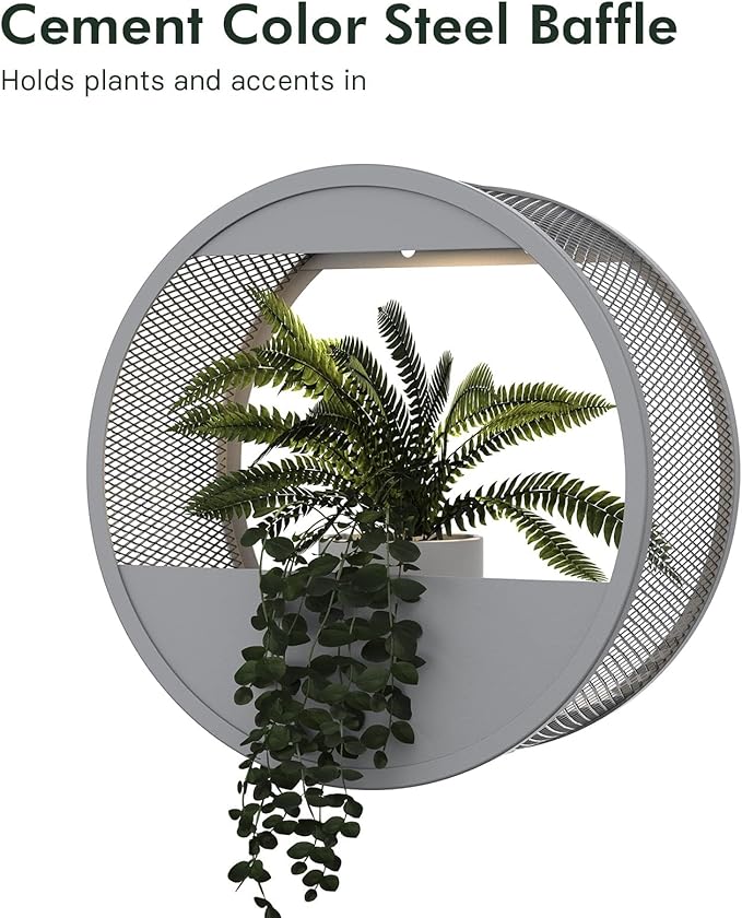 Grand patio Outdoor Circular LED Solar Hanging Wall Sconce Planter, with Dusk to Dawn Sensor Decor Wall Lighting for Garage Doorway Patio Yard, Cement Grey (S-Round)