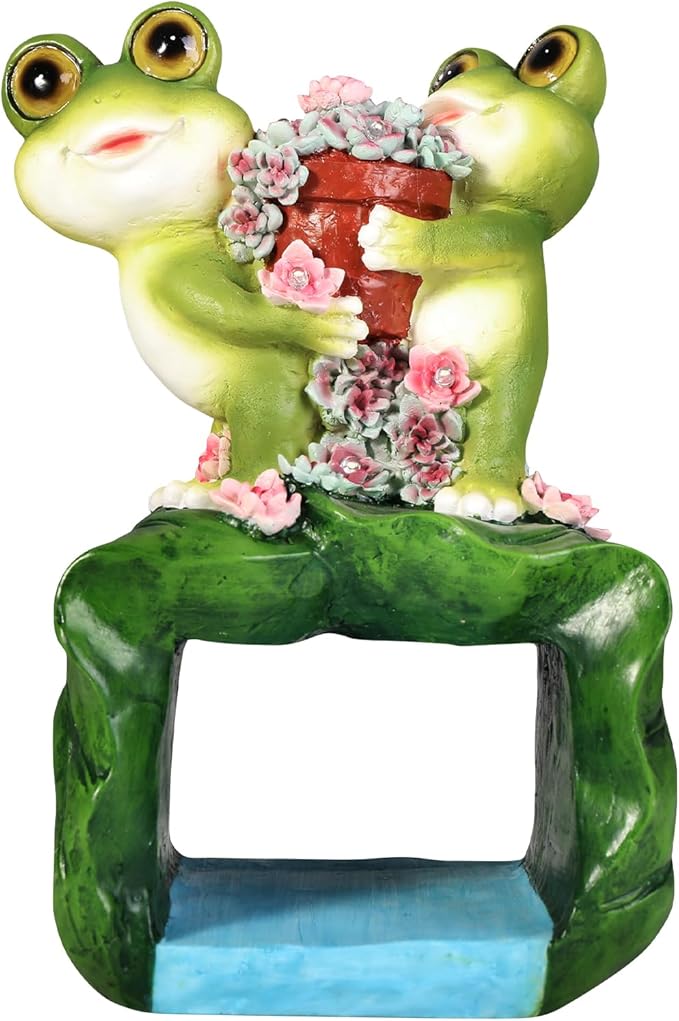 Frog Solar Statues Gutter Downspout Extension Statues Garden Decoration,Animal Resin Statue Outdoor Decor,Downspout Diverter,3"×4" Downspout Extender Diverter Splash Block