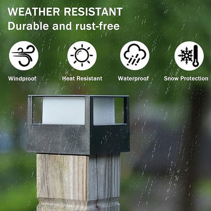 Viewsun 12 Pack Solar Post Cap Lights, Outdoor Garden Solar Powered Fence Post Cap Lights with SMD LEDs Waterproof Light Decorative for Fence Deck or Patio Decor, Fits 4x4, 5x5 or 6x6 Wooden Posts