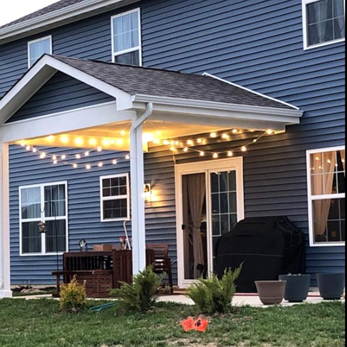 GOOTHY 25Ft Globe Led String Lights Waterproof, Connectable Hanging Patio String Lights with 14 LED Plastic Globe Bulbs, Indoor/Outdoor Decoration Lights for Room Patio Garden Bistro Backyard -White