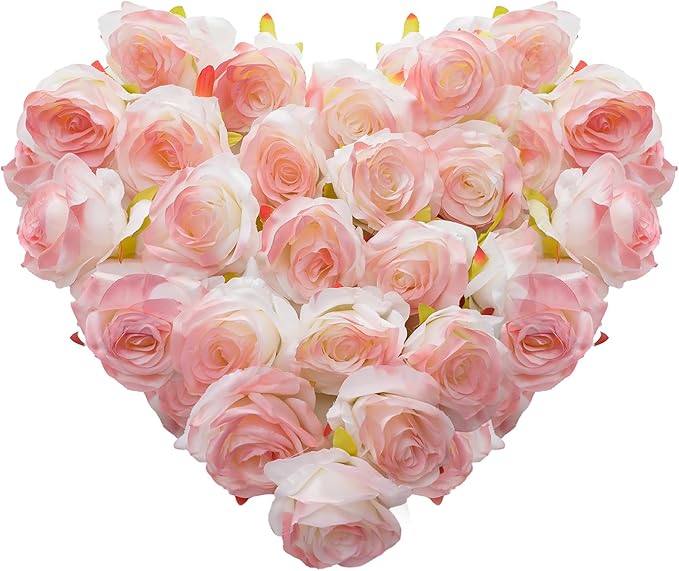 Rose Pink Artificial Roses Fake Flowers Not Bend The Peduncle with Stems for DIY Wedding Bouquets Bridal Shower Centerpieces Arrangements Tables Decorations 24pcs