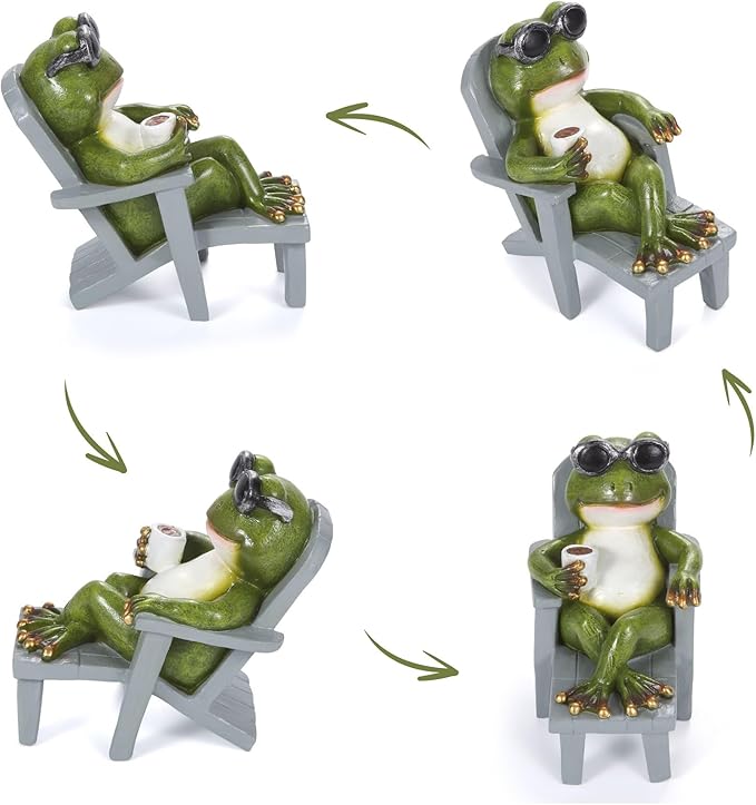 Little Frog Garden Statue with mini Patio Mushroom Solar Lights Outdoor Figurines Halloween Home Decor Fairy Garden Accessories Small Lawn Ornaments 4.5"x4.5"x2.6"