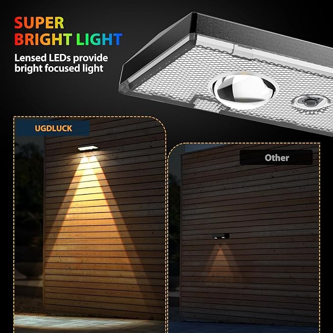 Solar Fence Lights,RGB & Warm White & 6 Colors Bright Lens LED Dusk to Dawn Deck Light Outdoor Waterproof, Solar Outdoor Lights for Backyard/Railing/Wall/Step/Patio/Pool (8Pack)