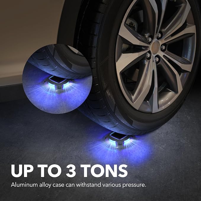 AGPTEK Solar Driveway Lights Outdoor 24 Pack, 2 Color Modes LED Deck Dock Marine Waterproof Security Marker Lights for Step Sidewalk Stair Garden Pathway Walkway Yard(Blue Light/Cool White)