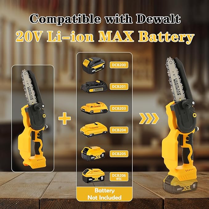 Mini Chainsaw for Dewalt 20V MAX Battery, Brushless 8 Inch & 6 Inch Handheld Pruning Chainsaws with Security Lock, Cordless Portable Chain saw for Tree Branches/Wood Cutting(Tool Only)
