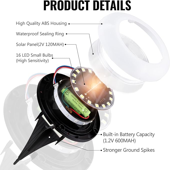 Solar Ground Lights,8 Pack Solar Lights Outdoor Waterproof, Solar Garden Lights for Outside Patio Pathway Yard Lawn Driveway Deck Step Walkway,Outdoor Chrismtas Decorations