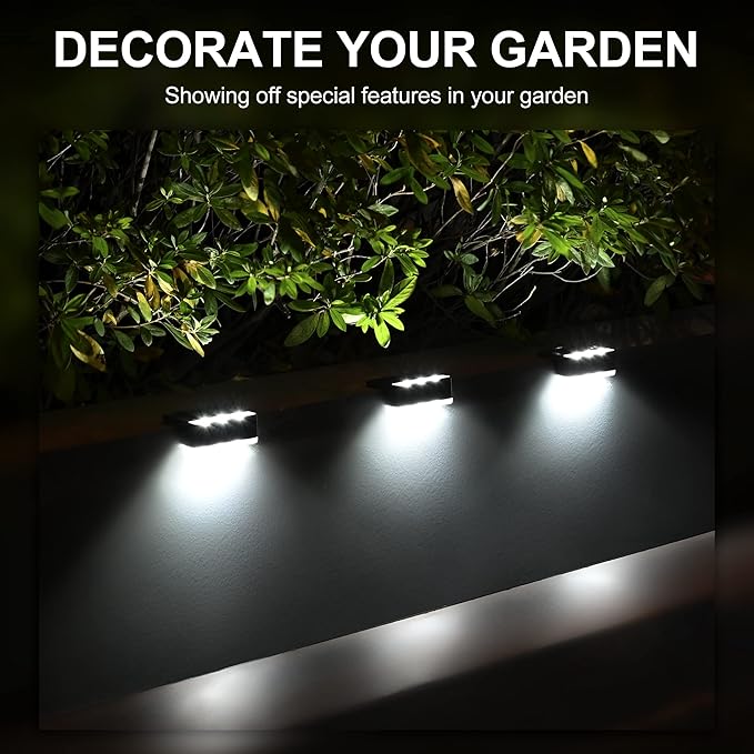 SOLPEX Solar Fence Lights, 6 LEDs Solar Lights Outdoor Waterproof Solar Powered for Deck, Stair, Front Porch, Balcony, Walkway, Garden, Yard, Patio, Pool Decor, IP65 Waterproof (12 Pack, Cold White)