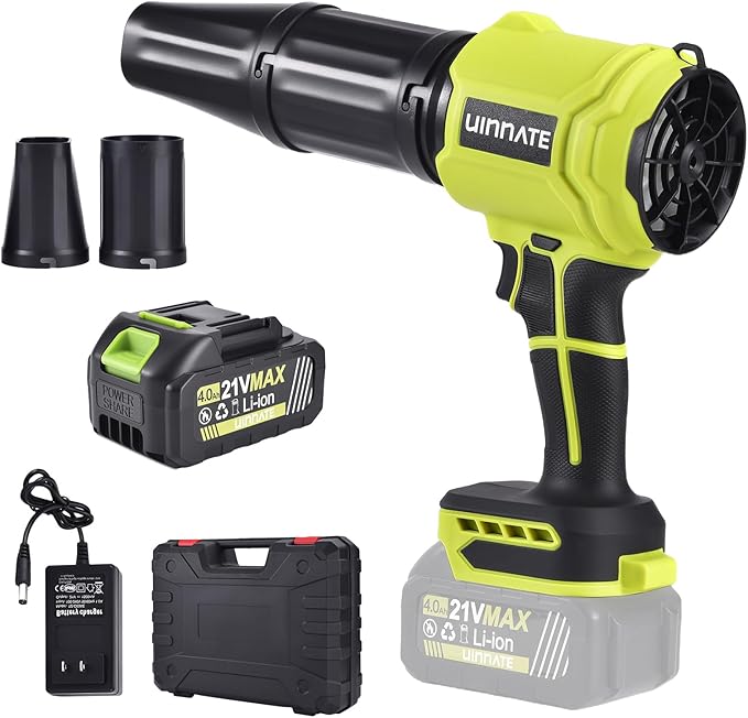 Leaf Blower Cordless with 1 Pack Battery and Charger, Electric Blowers for Lawn Care & Garden, 21V 4000mAh Battery Powered Leave Blowers, Lightweight Handheld Blower for Patio, Car, Dust, Driveway