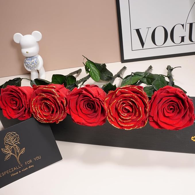 Yamonic Preserved Flowers Rose Gifts for Mom, Grandma, Women - Real Flower Rose Gifts for Mom, Her, Wife, Girlfriend on Christmas, Valentine's Day, Anniversary, Home Decor