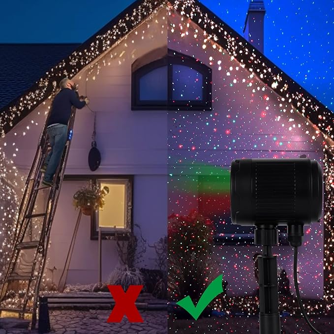 Christmas Projector Lights Outdoor, Motion Laser Star Shower, Bliss Lights with Remote Control, Waterproof, Firefly Decor for Tree Yard Garden Home, Red Green Holiday Party Landscape Decoration (RG)