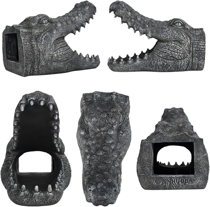 Alligator Downspout- Gutter Downspout Decorative-Funny Garden Decoration - Outdoor Splash Block Waterproof Resin Ornament for Lawn- 2""×3"" Downspout Extender Diverter, Gray