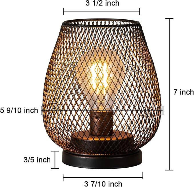 DECORKEY Set of 2 Rechargeable LED Table Lantern, Brown Metal Cage Cordless Lamps with LED Bulb，Vintage Decorative Outdoor Lantern for Weddings, Parties, Patio, Events for Indoors Shelf Decor