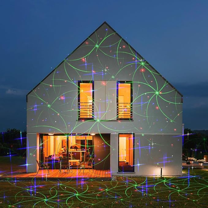 LedMall Mini House RGB Firefly with 32 Patterns Garden Laser Lights Projector