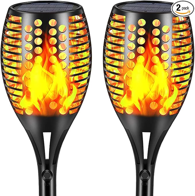 Aityvert Upgraded Larger Solar Torch Lights, Waterproof Outdoor Dancing Flames Lights, Flickering Flames Garden Light, Landscape Decoration Pathway Patio Lights 43" 96 LED (2 Pack)