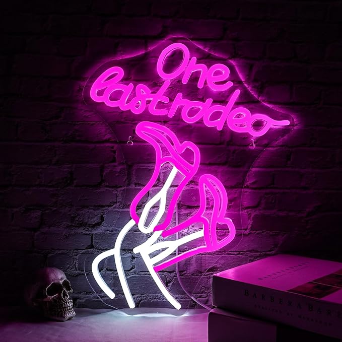 WLHOPE One Last Rodeo Neon Sign Cowboy Boots Neon Sign Led Sign,Dimmable Cowgirl Neon Signs for Wall Decor,Connectivity Via USB Licked Neon Light for Bedroom Home Bar Club Hotel Party Western Decor