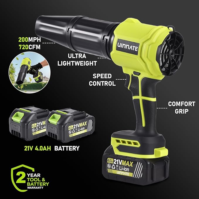 Leaf Blower Cordless with 1 Pack Battery and Charger, Electric Blowers for Lawn Care & Garden, 21V 4000mAh Battery Powered Leave Blowers, Lightweight Handheld Blower for Patio, Car, Dust, Driveway