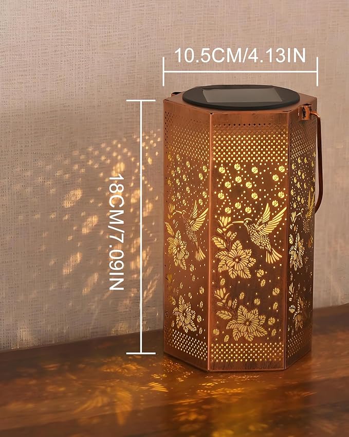 Hummingbird Solar Lantern Outdoor Waterproof - Birthday Gifts for Women Mom Grandma Men, Mothers Day Gifts, Solar Lights Outdoor Hanging Garden Decor for Outside, Patio, Yard, Lawn
