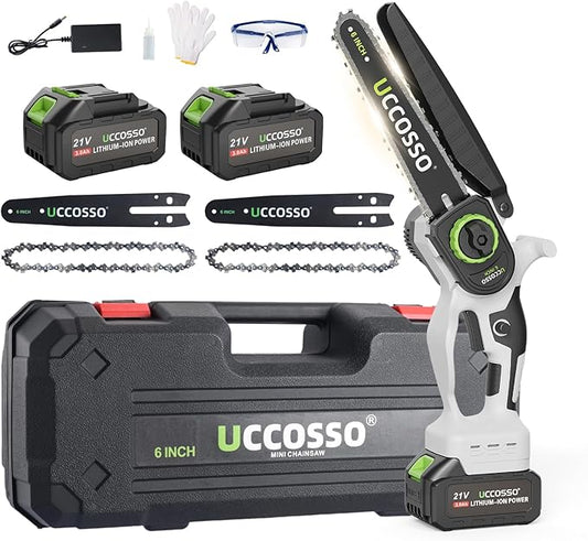 Mini Chainsaw 6 Inch Cordless Hand-Held Electric Chain Saw,Small Chainsaw 2×3.0Ah Battery Powered Safety Lock for Tree Trimming, Branches, Wood Cutting