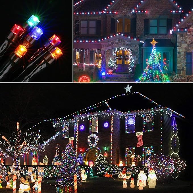Toodour Solar Christmas Lights, 121ft 350 LED 8 Modes Solar String Lights, Waterproof Solar Outdoor Christmas Lights for Garden, Patio, Holiday, Party, Balcony, Christmas Decorations (Multicolor)