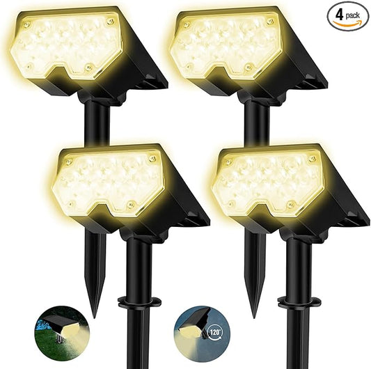 All-New Solar Spot Lights Outdoor Waterproof，20 LEDs Solar Tree Lights with 2 Modes, Landscape Spotlights for Pathway, Patio, Garden, Trees, Pool(4 Pack,Warm Light)