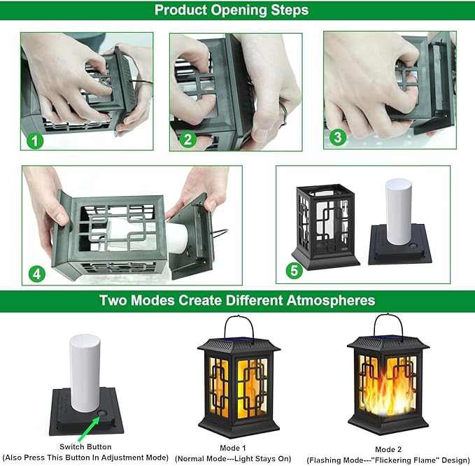 Solar Lanterns Outdoor Waterproof, Hanging Solar Lights for Outside Black Hanging Solar Powered Lantern Decorative for Garden Yard Patio, 4 Pack