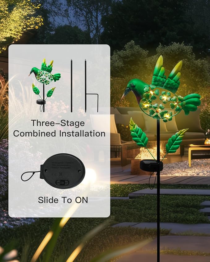 Putuo Decor Solar Garden Stake Light Outdoor Garden Decoration Hummingbird LED Light Outdoor Decorative Waterproof Patio Yard Pathway Garden.