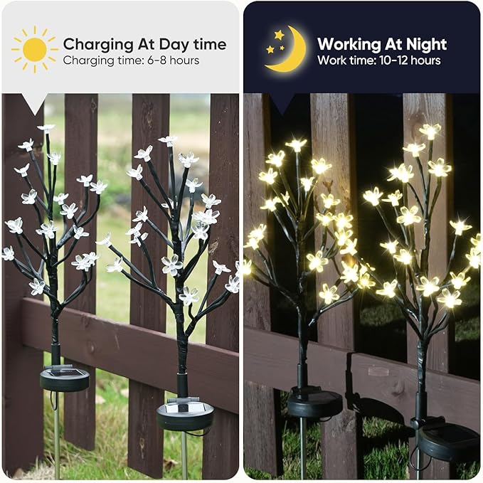Solar Garden Lights Decorative, Solar Outdoor Lights Waterproof 4Pack, 80Led Solar Flowers Garden Decor, Outdoor Solar Lights for Yard,Pathway,Lawn,Solar Garden Decorations