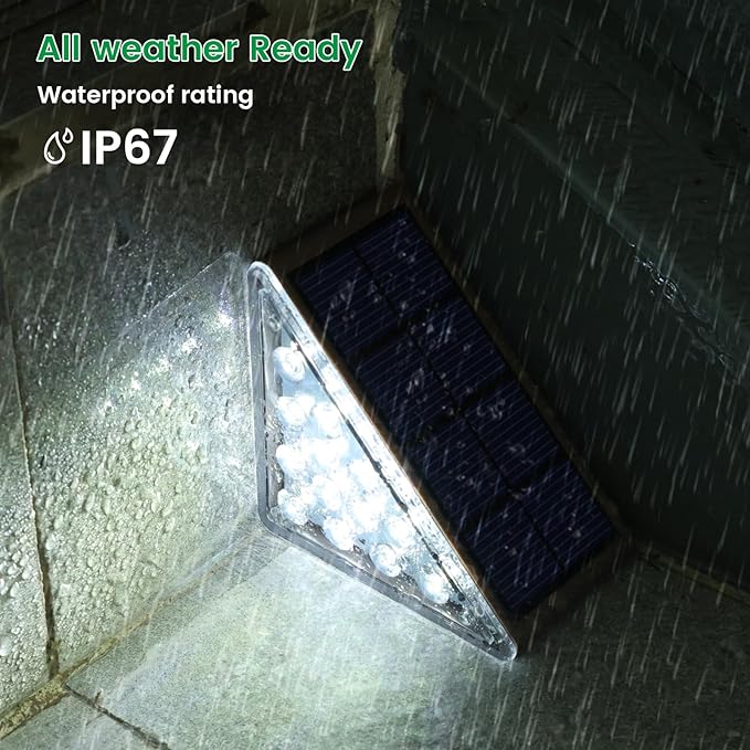 Solar Step Lights for Outside,4pack Solar Stair Lights Outdoor Waterproof IP67,Outdoor Deck Step Lights,Solar Outdoor Lights for Staircase,Patio,Front Step(Cool Brown)