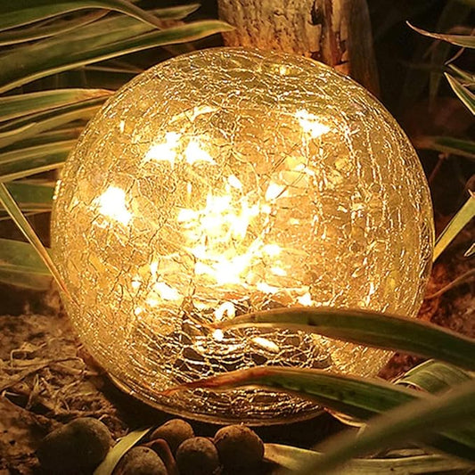 TOMEX Solar Garden Lights, Cracked Glass Ball Waterproof Warm White LED for Outdoor Decor Decorations Pathway Patio Yard Lawn, 1Pack (3.9")
