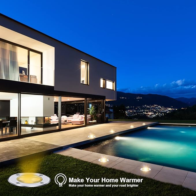 4 Pack 3w 12v Low Voltage In-ground Lights LED Landscape Light Waterproof IP67 Pathway Lights Outdoor spotlights Trees Flags for Garden,Yard,Tree (Warm White)