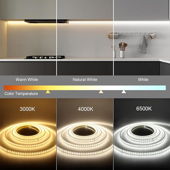 AIMENGTE Outdoor LED Strip Lights Plug in, Indoor Led Strip Lighting Waterproof, AC 110V, 240LEDs, 4000k Rope Lights for Garden, Patio, Living Room Cabinet Kitchen Mirror Lights (6.6ft, Daylight)