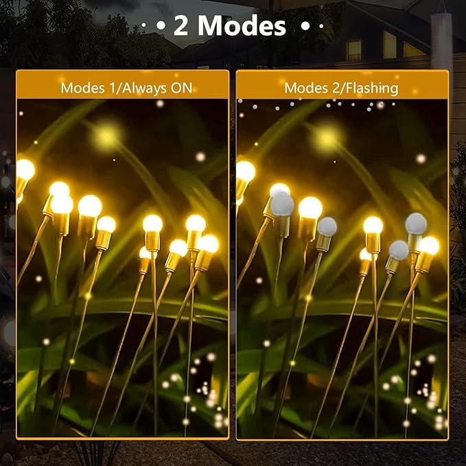2-Pack Solar Garden Lights, 16 LED Solar Lights Outdoor for Garden Decor, Waterproof Firefly Light Outdoor (Sway by Wind), Swaying Light for Outside Yard Pathway Landscape Decorations (Warm White)