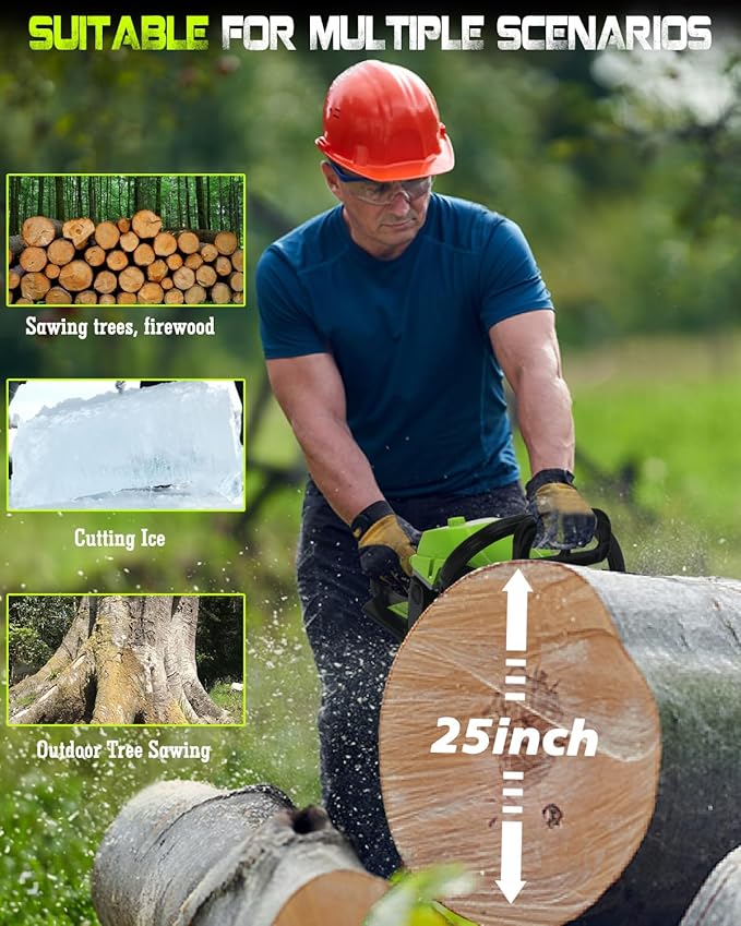 Professional 58cc Gas Powered Chainsaw with Quick-Switch Dual Bar 18/20 Inch System – Heavy Duty Chain Saw with Easy-Start for Tree Cutting, Limbing & Farm Use (GEL9901)